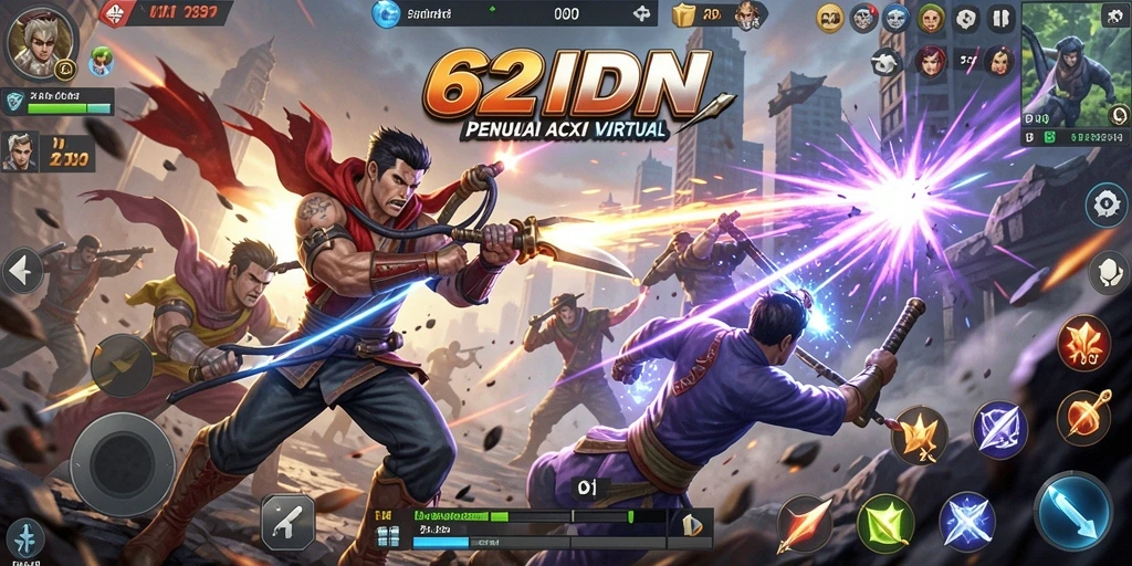Screenshot 62IDN menampilkan aksi pertarungan seru di arena.