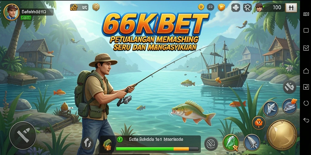 Tampilan gameplay 66KBET yang menampilkan suasana memancing yang menakjubkan.