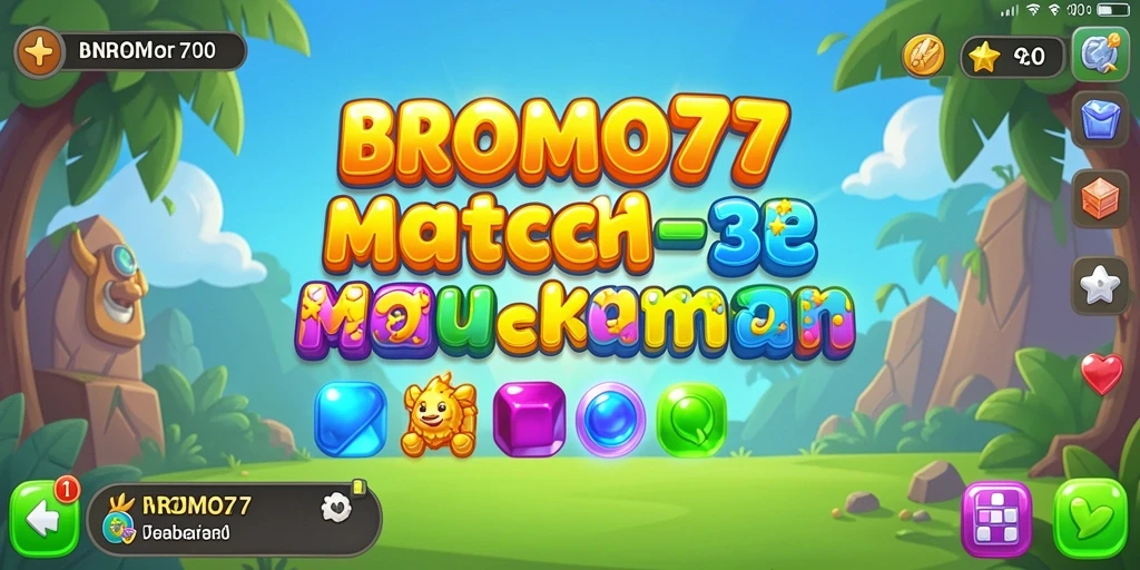 Screenshot gameplay BROMO77 yang menampilkan tantangan Match-3.