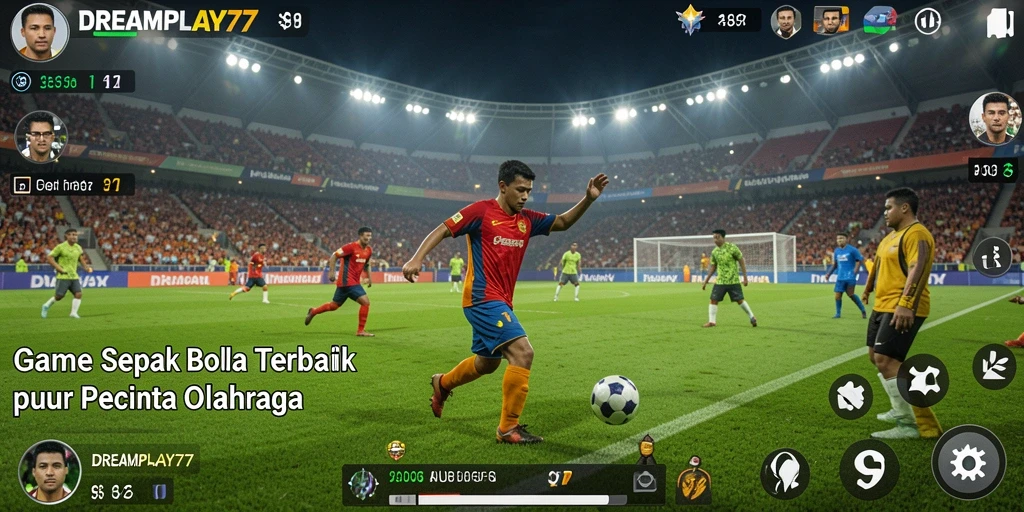 Tampilan gameplay <strong>DREAMPLAY77</strong> yang menarik dengan aksi sepak bola seru.