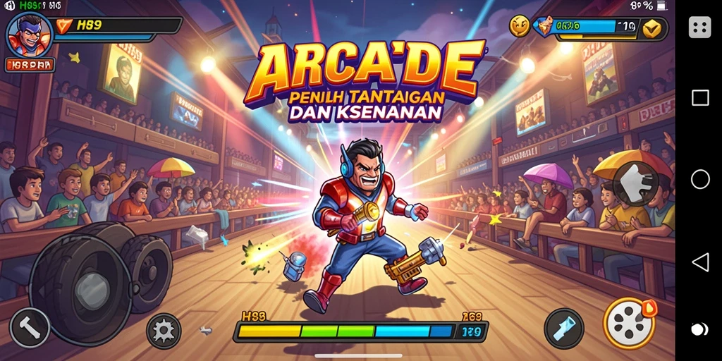 Gameplay H89 menampilkan aksi arcade yang seru dan menantang.