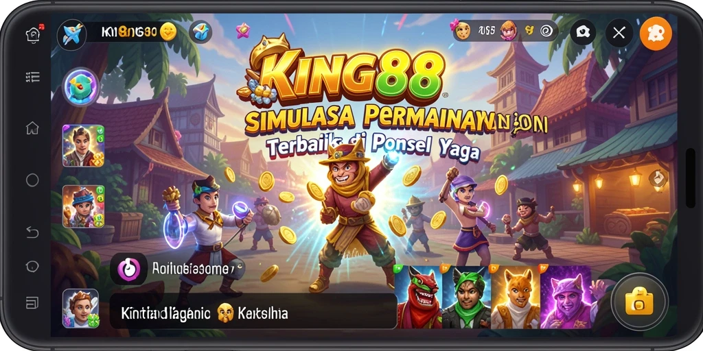 Tampilan dinamis gameplay KING88 dengan elemen simulasi yang menarik.