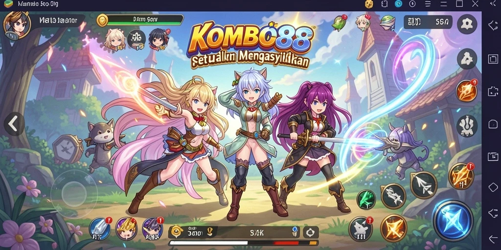 Tampilan gameplay KOMBO88 yang penuh aksi dan karakter menarik.