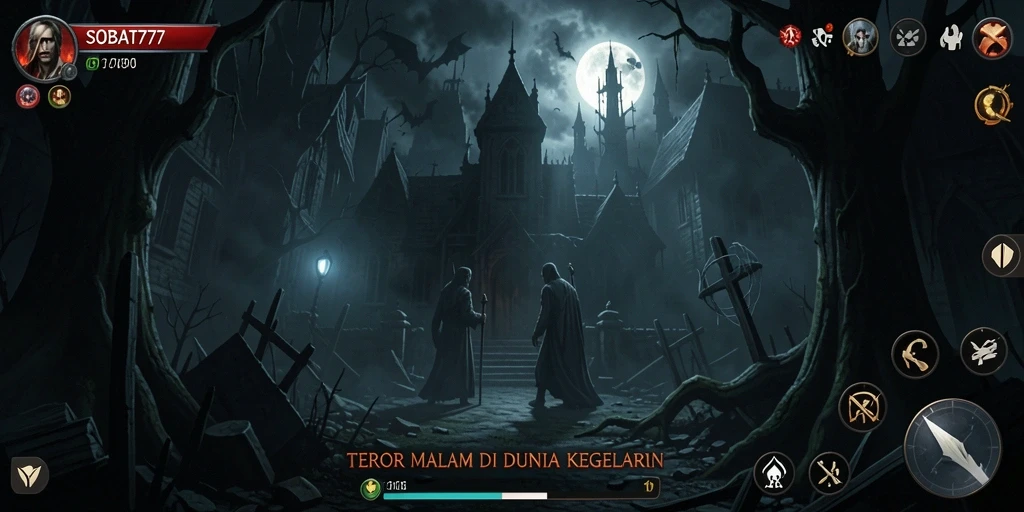 Gambaran gameplay menegangkan dalam SOBAT777 yang mencekam.