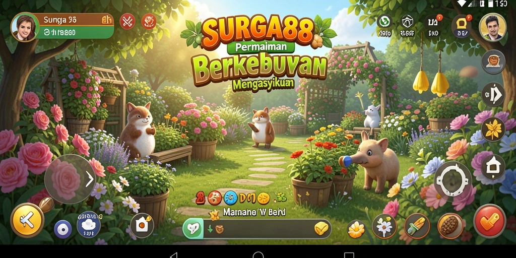 Tampilan gameplay SURGA88 yang menarik dengan aktivitas berkebun.