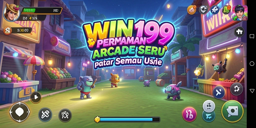Screenshot gameplay <strong>WIN199</strong> menampilkan aksi seru di level yang penuh warna.